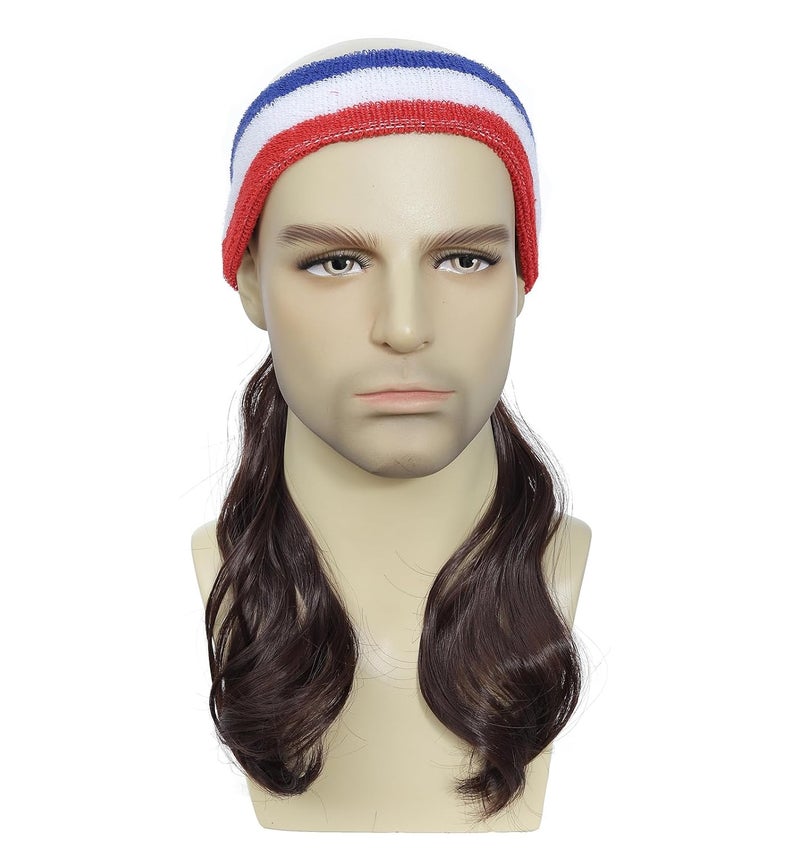 Traqur Store 80s Style Mullet Wig, Funny Costume Headband with Mullet Wig, One Size, Adjustable Costume Accessory for Adults (Medium Brown) - Image 3